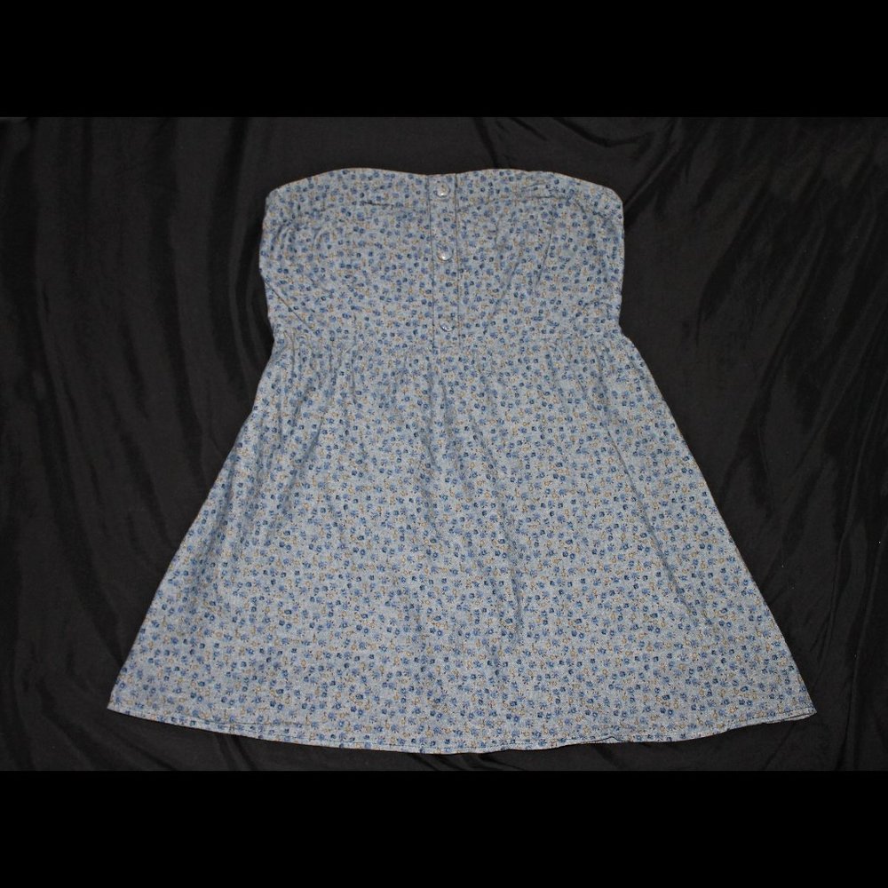 Blue Floral Halter Top  - L, fits S to M.